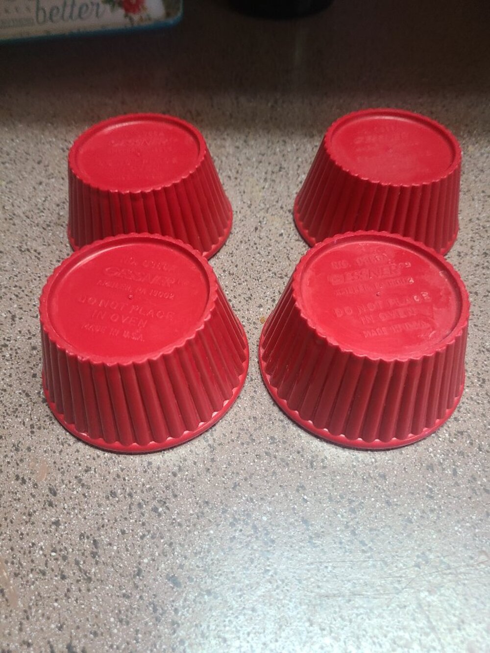 Vintage Gessner Red Fluted Ramekin Condiment Melamine Bowl Dish Cups Lot of 4